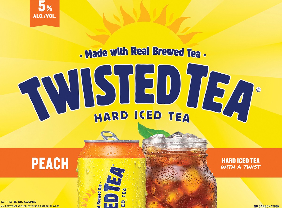 slide 4 of 7, Twisted Tea Peach, Hard Iced Tea (12 fl. oz. Can, 12pk.), 12 ct; 12 oz