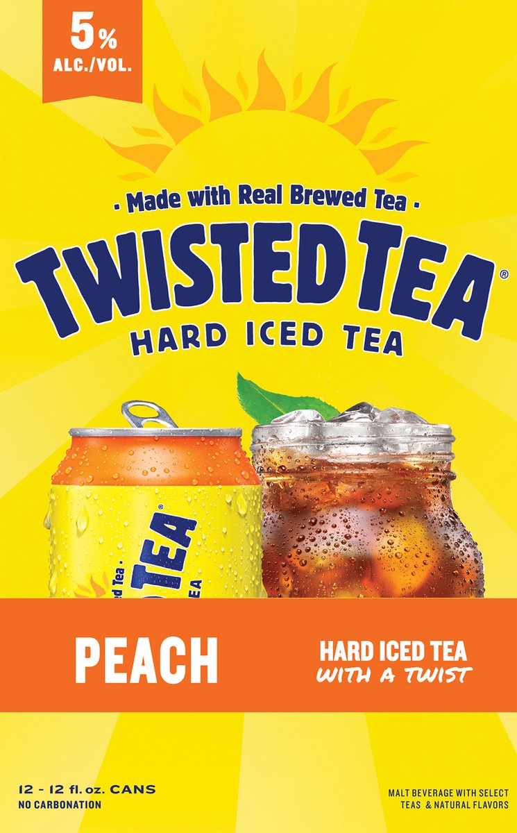 slide 7 of 7, Twisted Tea Peach, Hard Iced Tea (12 fl. oz. Can, 12pk.), 12 ct; 12 oz