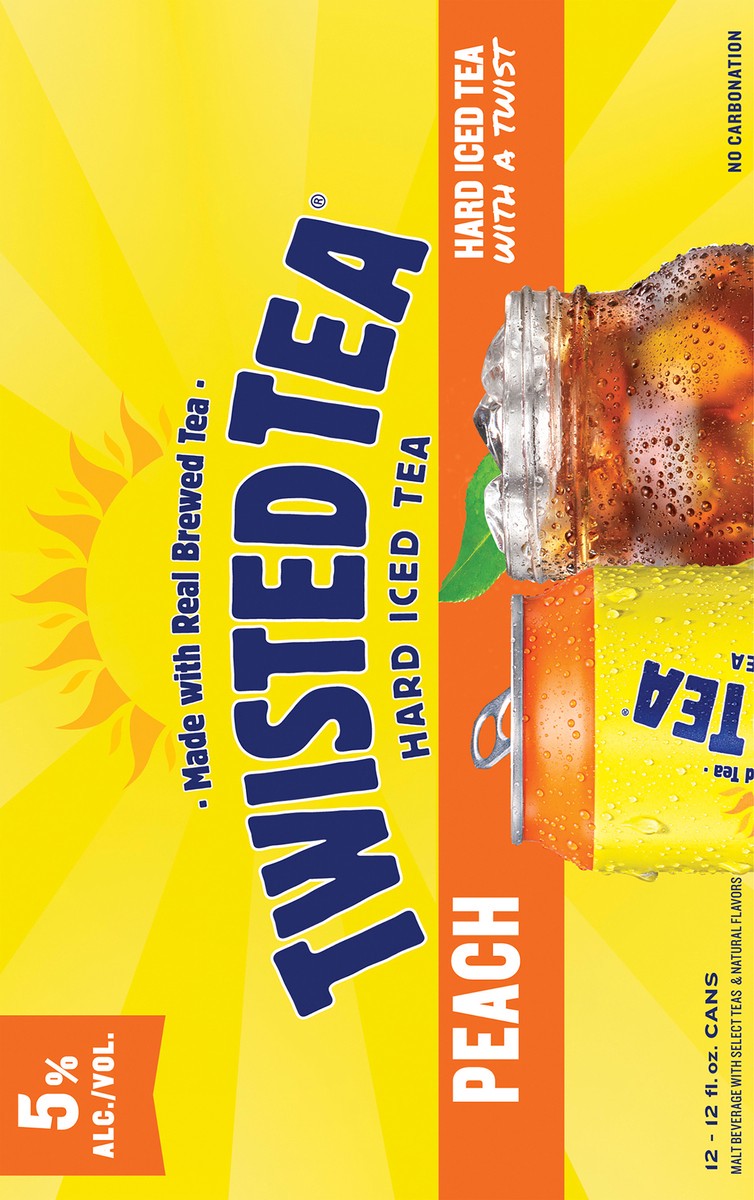 slide 5 of 7, Twisted Tea Peach, Hard Iced Tea (12 fl. oz. Can, 12pk.), 12 ct; 12 oz