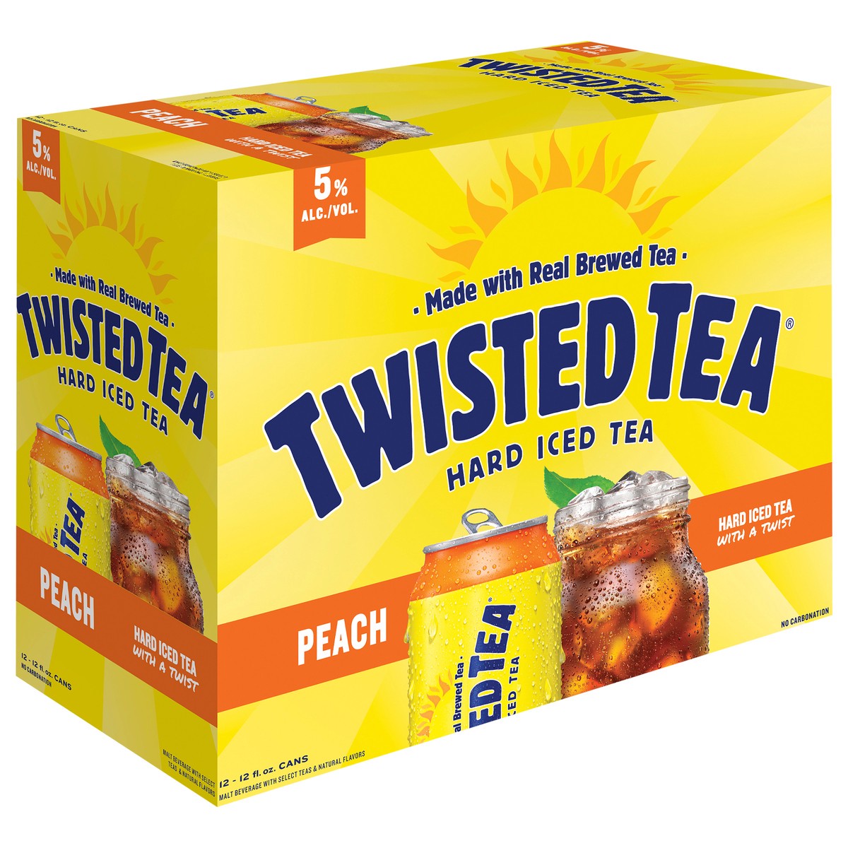 slide 1 of 7, Twisted Tea Hard Iced Tea, Peach, 12 fl oz