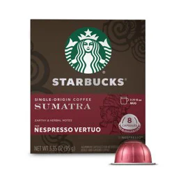 Starbucks By Nespresso Vertuo Line Pods Dark Roast Coffee Single-Origin Sumatra 100% Arabica