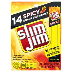 Slim Jim Spicy Snack Size Sticks, 3.92 OZ Meat Snacks, 14 Count Box