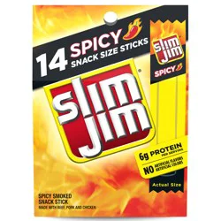 Slim Jim Spicy Snack Size Sticks, 3.92 OZ Meat Snacks, 14 Count Box