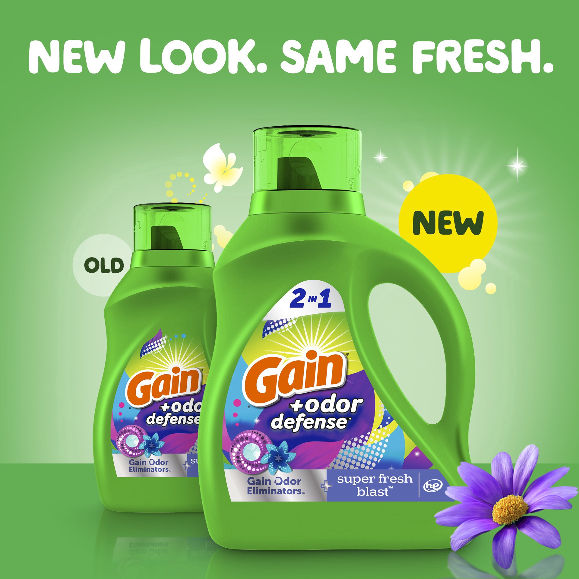 slide 3 of 6, Gain Odor Defense Super Fresh Blast HE Laundry Detergent 107 Loads 154 -fl oz, 1 ct