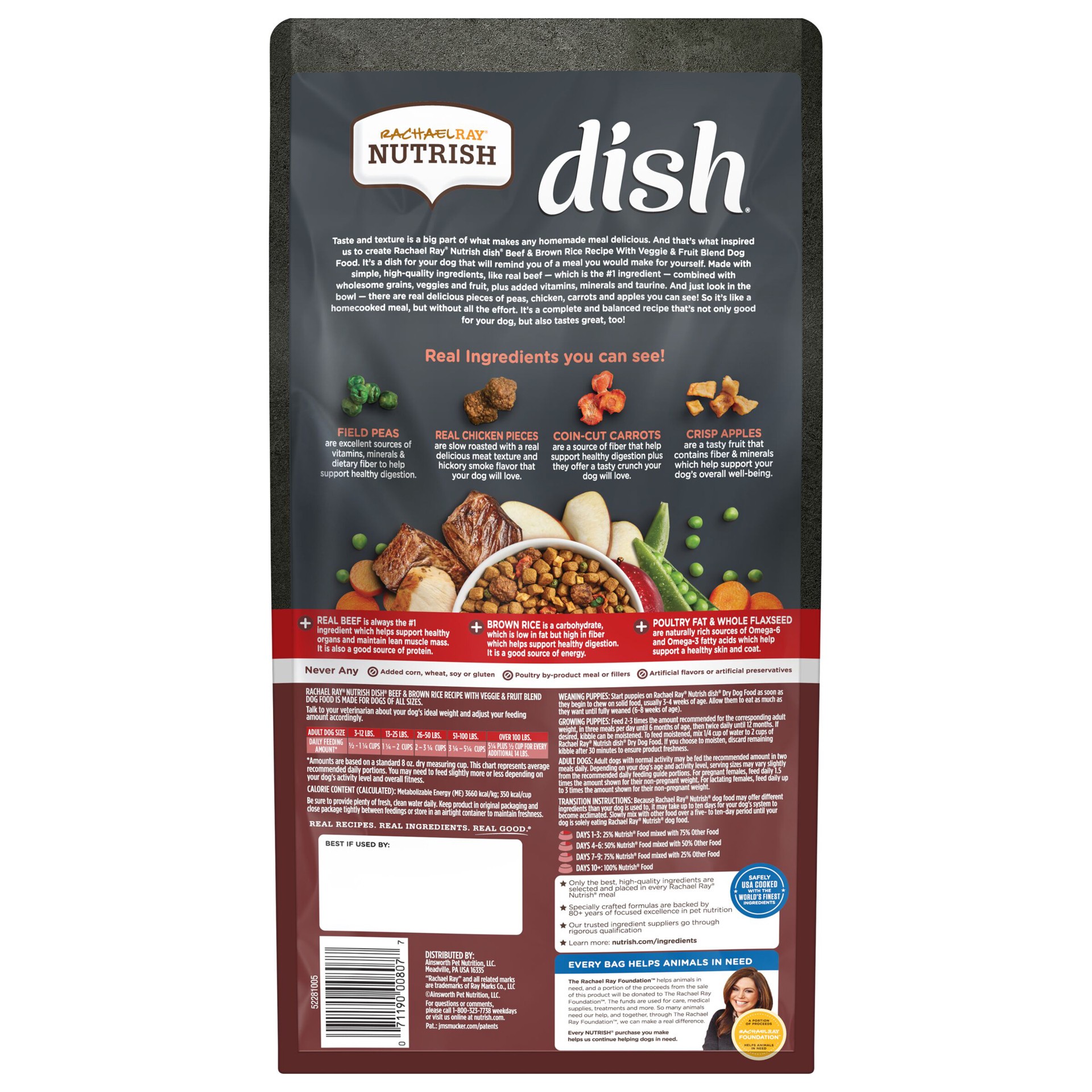 slide 7 of 9, Rachael Ray Nutrish Dish Beef & Brown Rice Recipe With Veggie & Fruit Blend Dry Dog Food, 3.75 lb. Bag, 3.75 lb