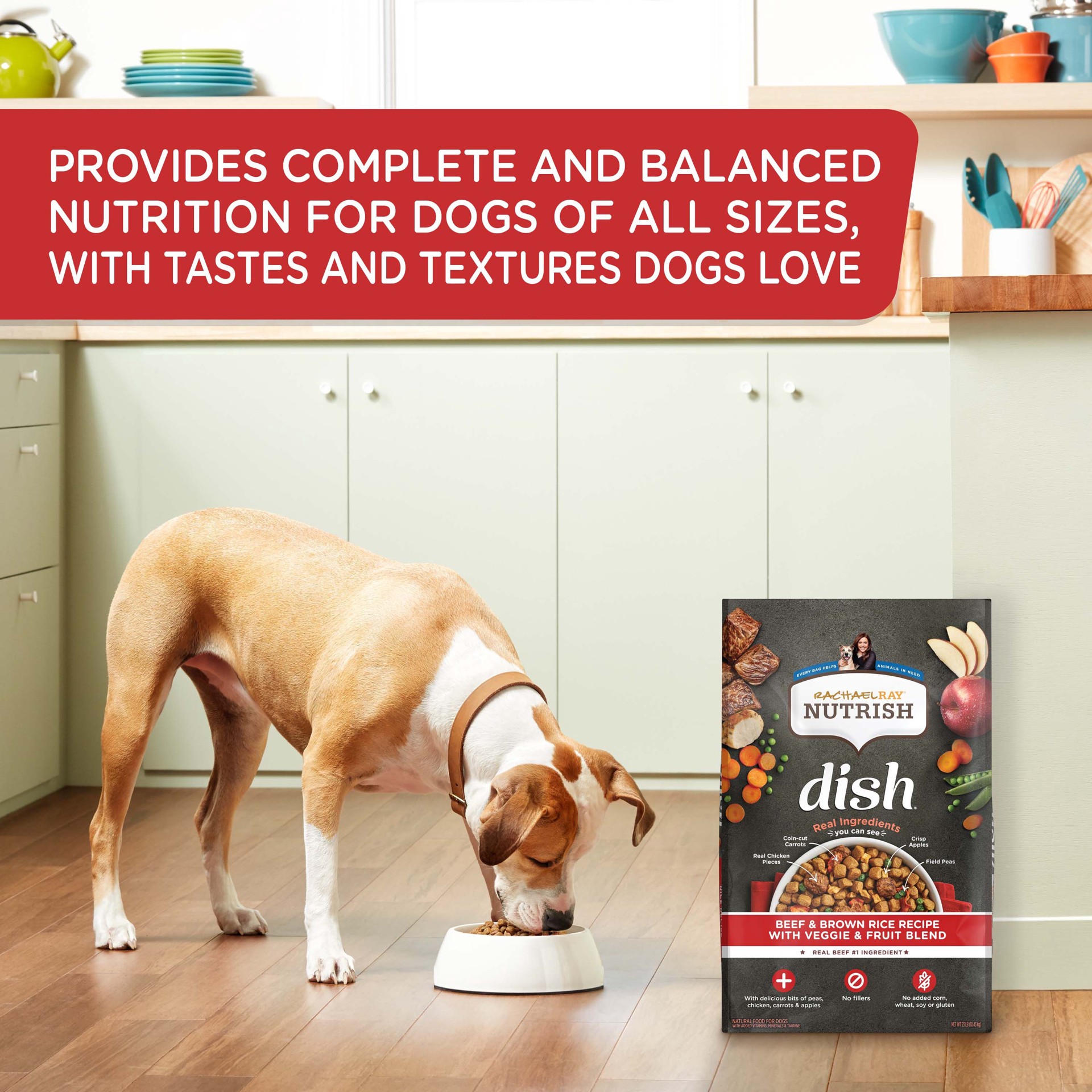 slide 9 of 9, Rachael Ray Nutrish Dish Beef & Brown Rice Recipe With Veggie & Fruit Blend Dry Dog Food, 3.75 lb. Bag, 3.75 lb