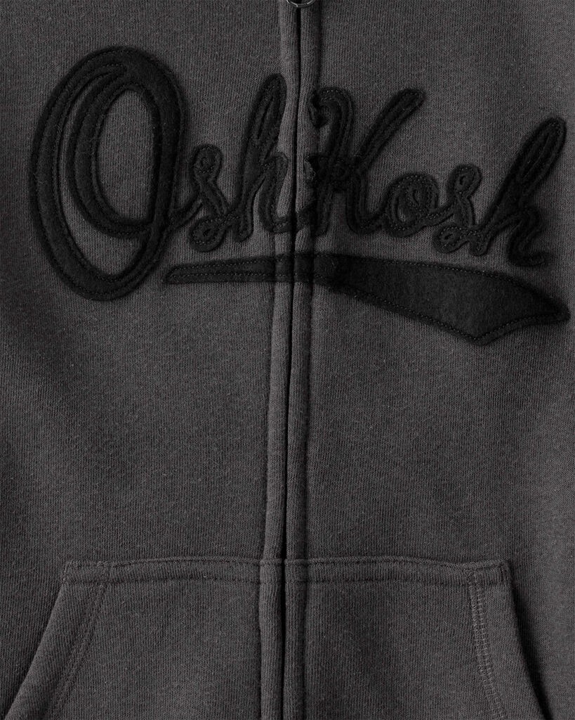 slide 3 of 3, Oshkosh Boys OshKosh Fleece Logo Zip Jacket - Black Black 7, 1 ct