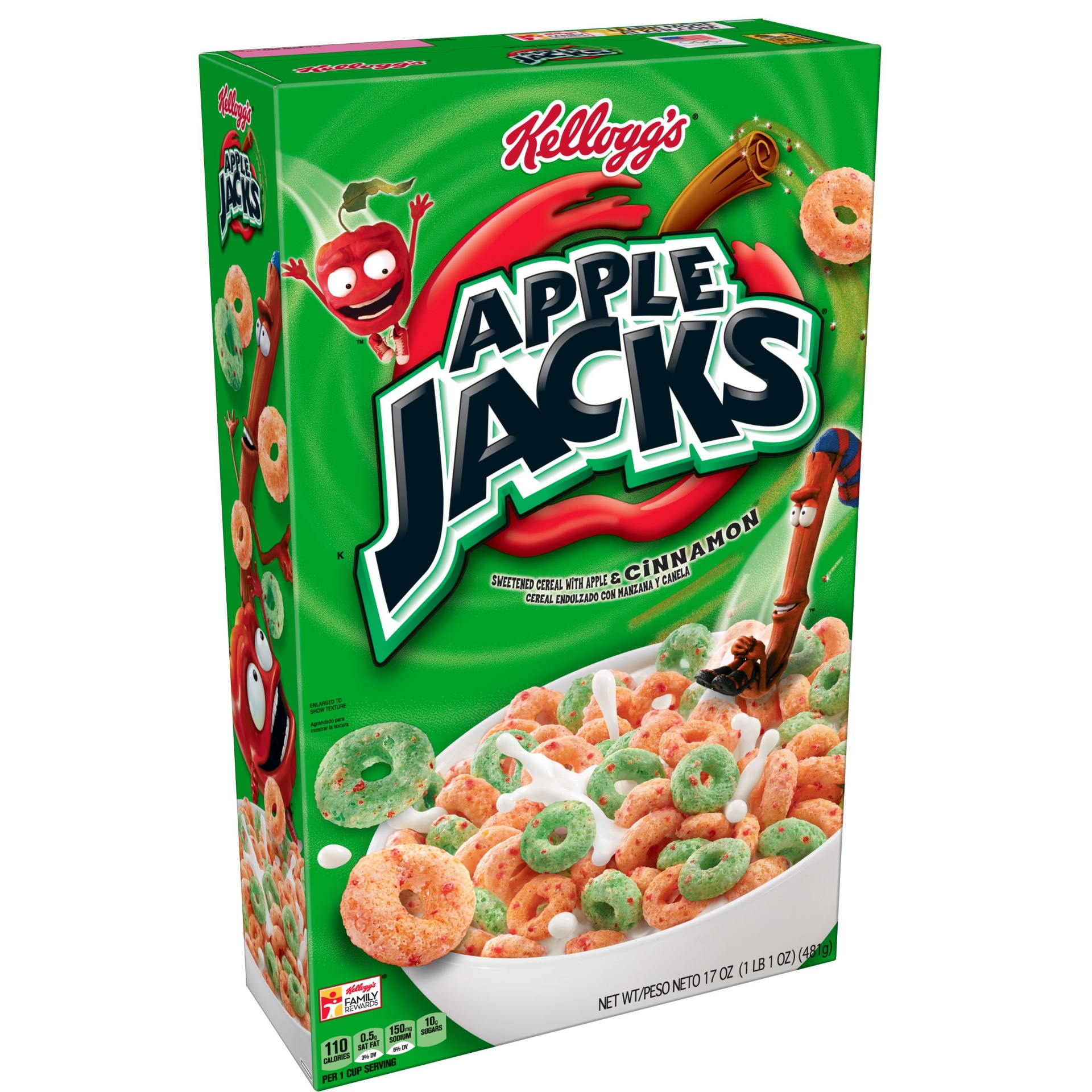 slide 1 of 7, Apple Jacks Three-Grain Breakfast Cereal - Kellogg's, 12.2 oz