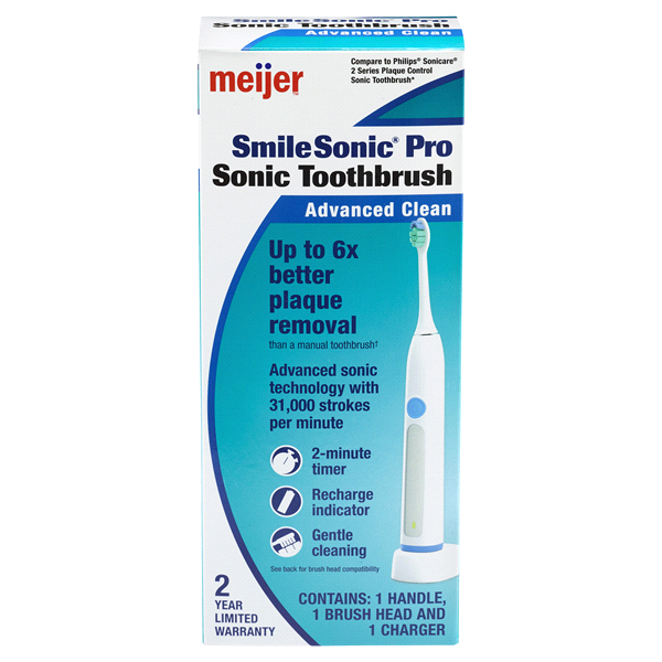 slide 1 of 4, Meijer SmileSonic Pro Sonic Toothbrush, Advanced Clean, 1 ct