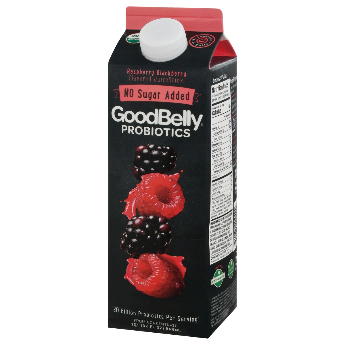 slide 9 of 9, GoodBelly Probiotics Raspeberry Blackberry Juice Drink 32 fl oz, 32 fl oz