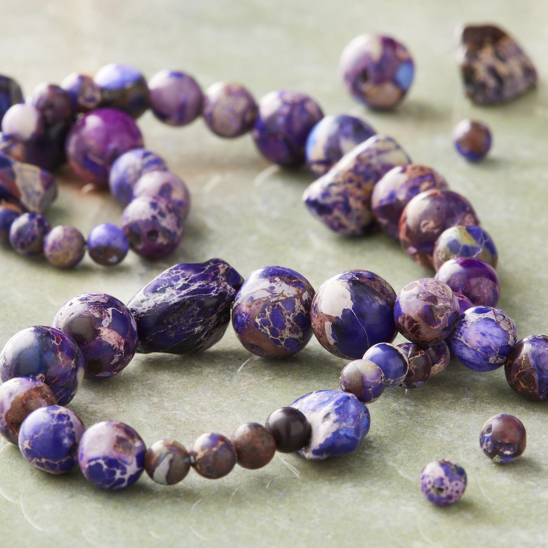 slide 3 of 3, Dark Purple Jasper Semi-Precious Beads Value Pack By Bead Landing, 28 in