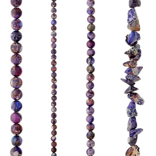 slide 1 of 3, Dark Purple Jasper Semi-Precious Beads Value Pack By Bead Landing, 28 in