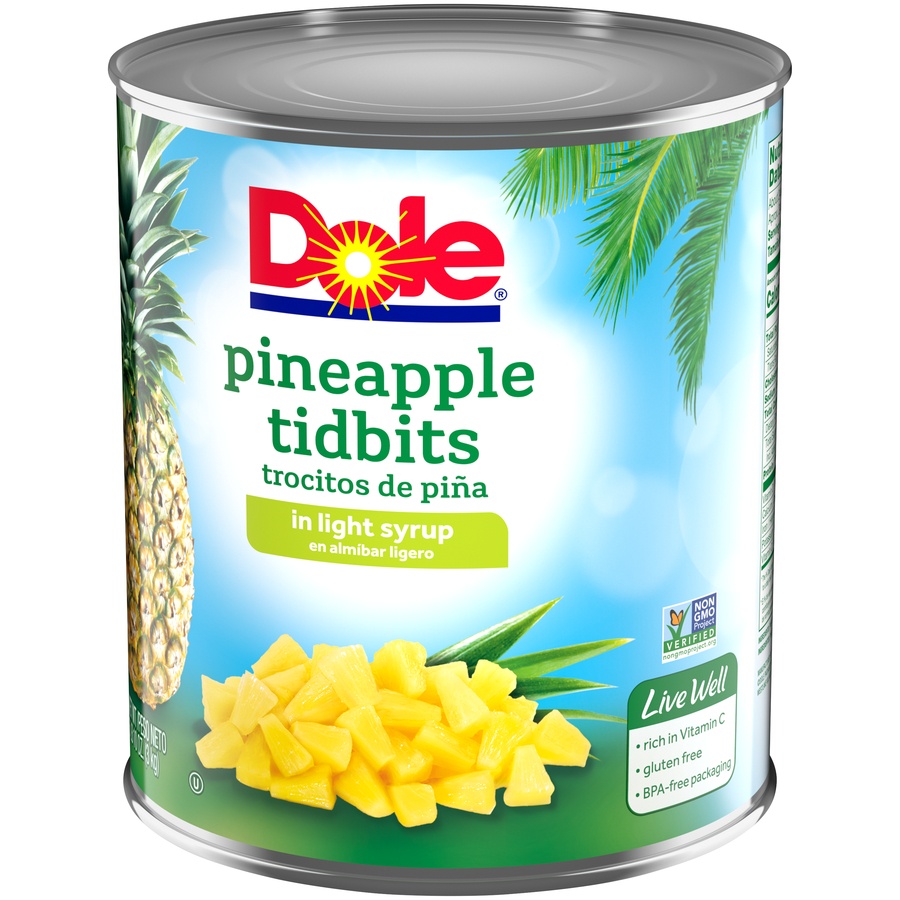 slide 6 of 8, Dole Pineapple Tidbits In Light Syrup, 106 oz