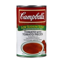 slide 1 of 1, Campbell's Low Sodium Tomato Soup with Tomato Pieces, 50 oz