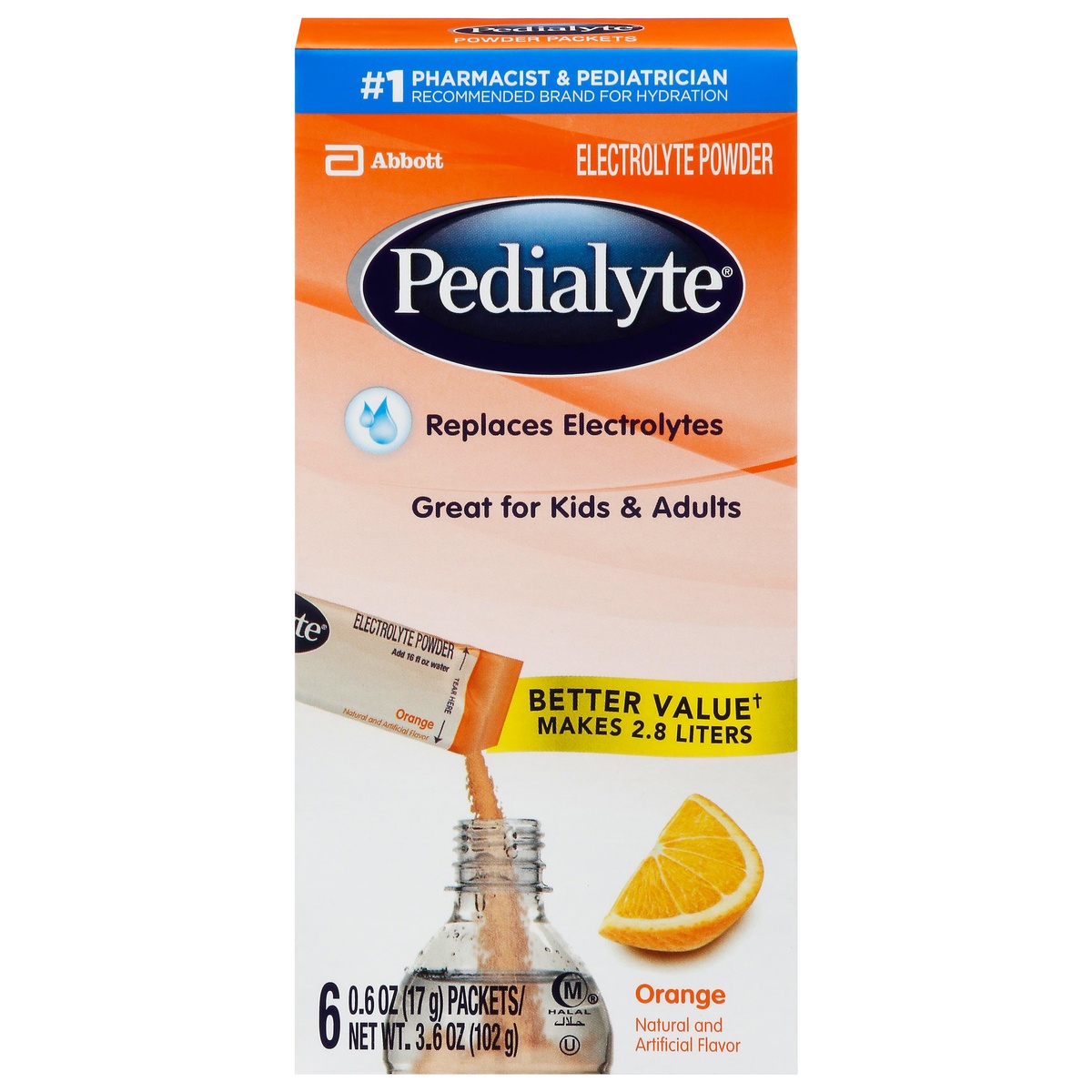 slide 1 of 6, Pedialyte Electrolyte Powder Orange - 6 ct; 0.6 oz, 6 ct; 0.6 oz