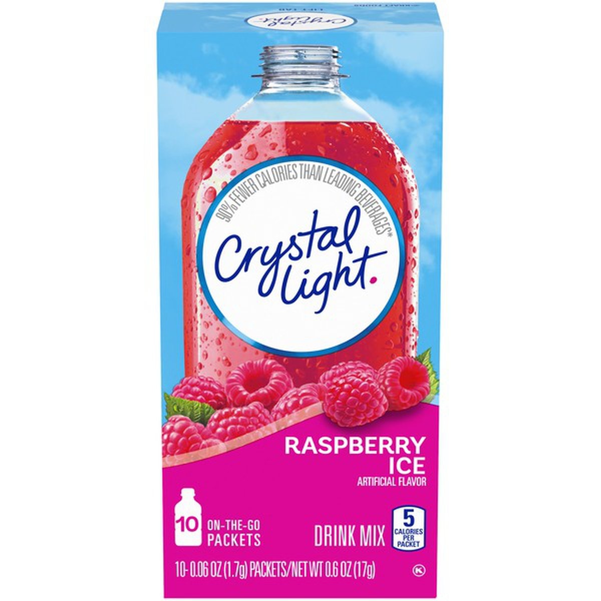 slide 1 of 1, Crystal Light Raspberry Ice Artificially Flavored Powdered Drink Mix, 10 ct 0.6 oz