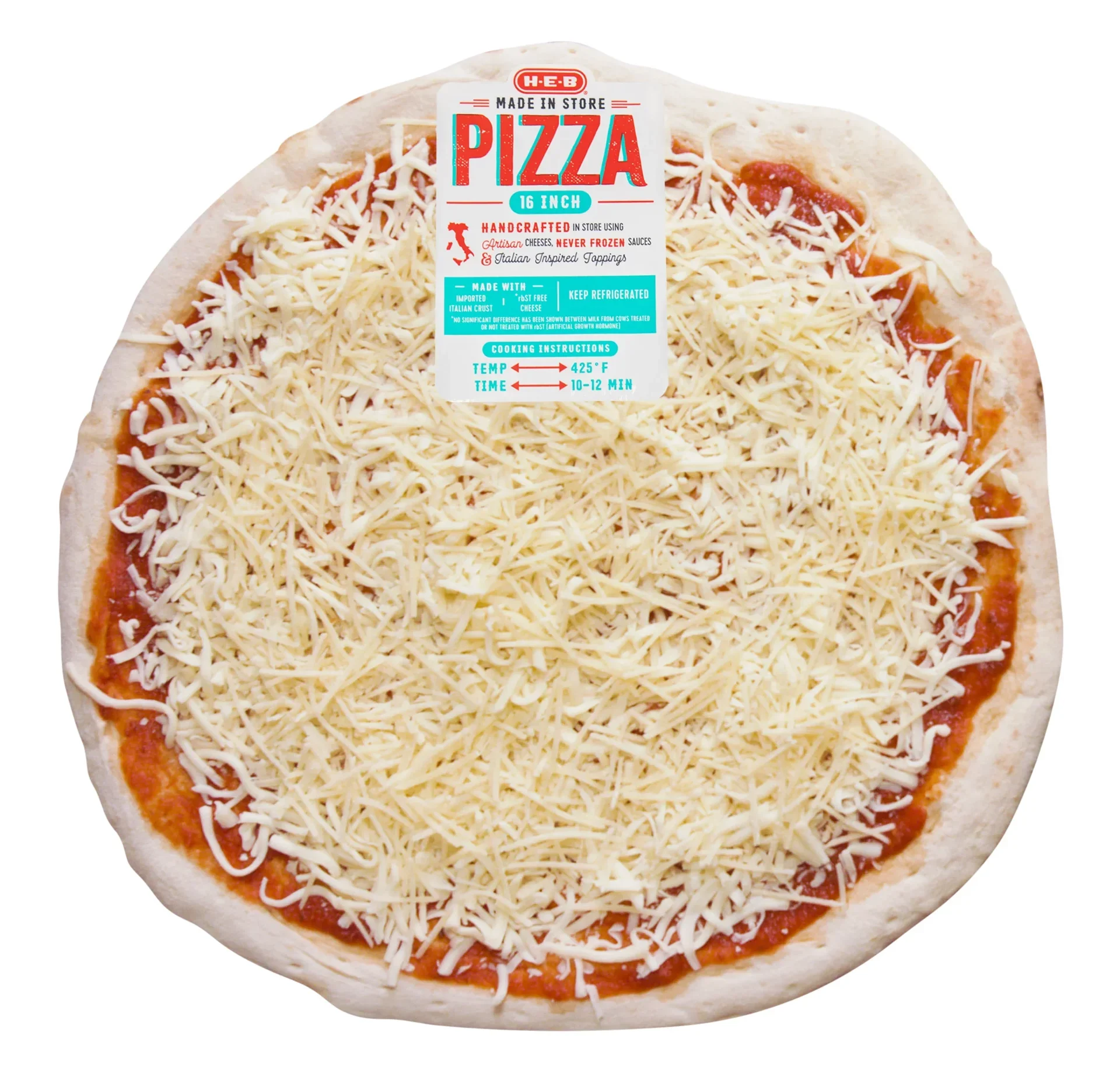 slide 1 of 1, H-E-B Fresh Made in Store Cheese Pizza, 16 in