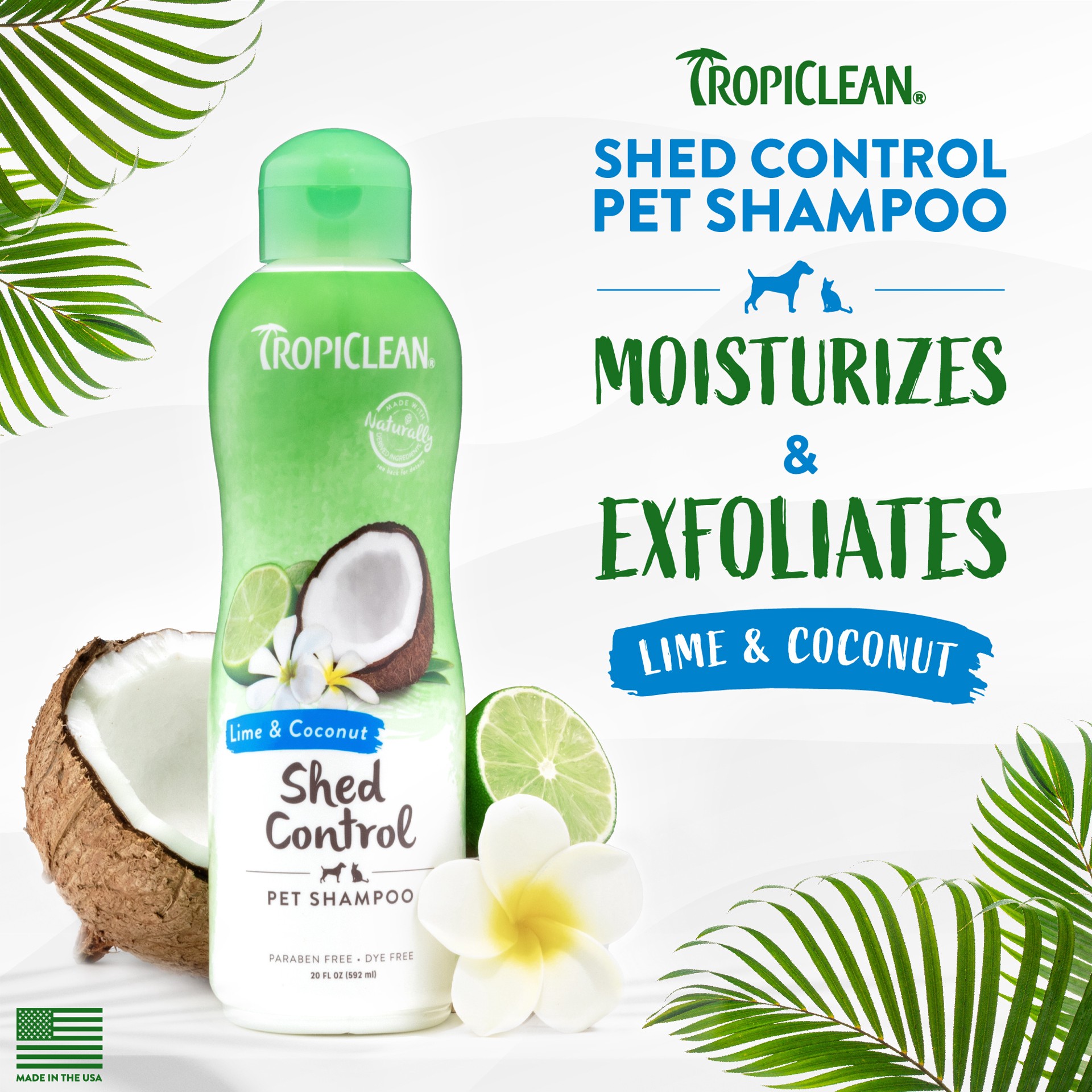 slide 8 of 10, TropiClean Lime & Coconut Shed Control Shampoo for Pets, 20oz, 1 ct