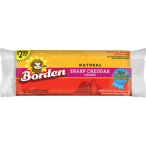 slide 1 of 5, Borden Gluten Free Chunk Extra Sharp Cheddar, 8 oz