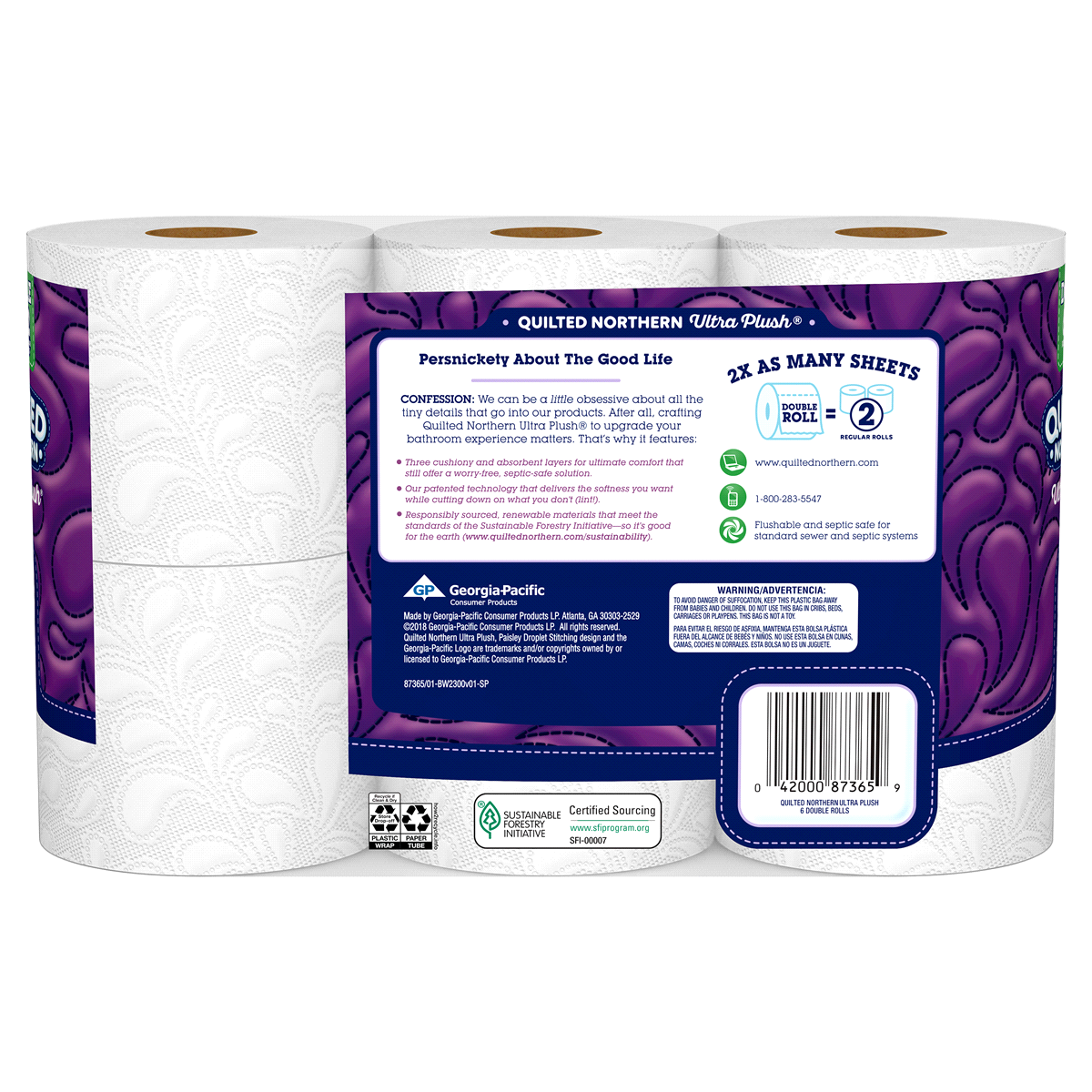 slide 3 of 6, Quilted Northern Ultra Plush Toilet Paper 6 Double Rolls, 6 ct
