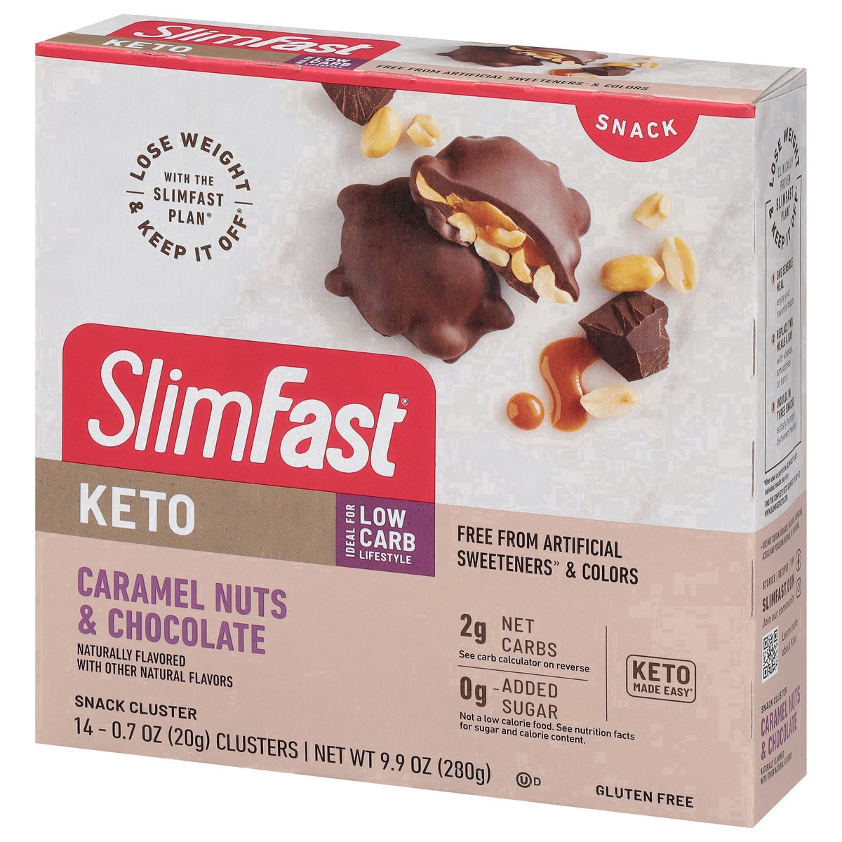 slide 8 of 32, SlimFast Slimfast Keto Fat Bomb Choclate Caramel Nut Clusters - 14-., 14 x 0.7 oz