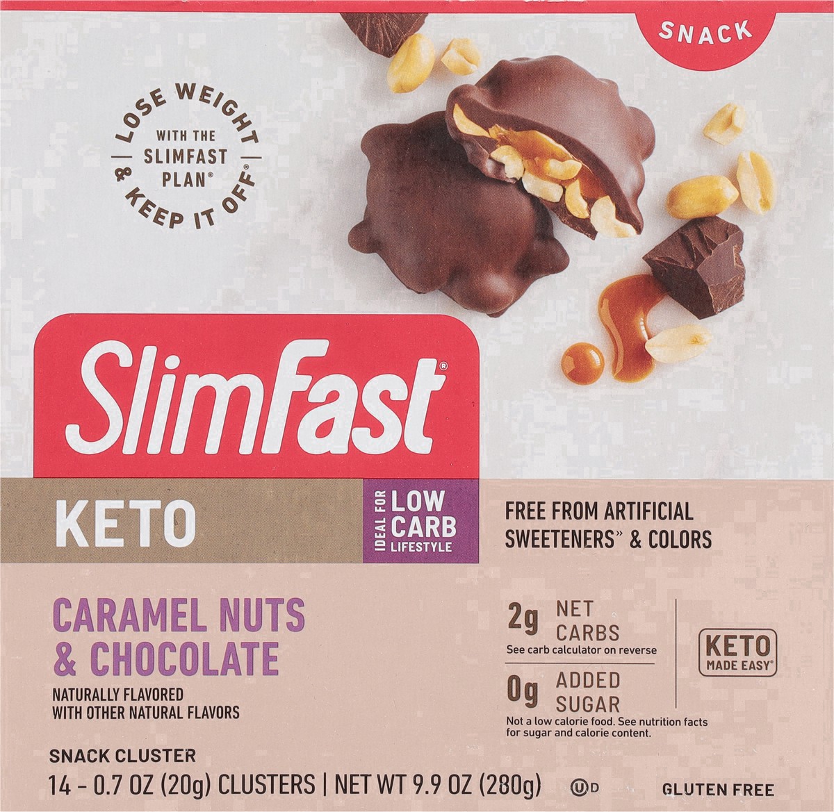slide 14 of 32, SlimFast Slimfast Keto Fat Bomb Choclate Caramel Nut Clusters - 14-., 14 x 0.7 oz