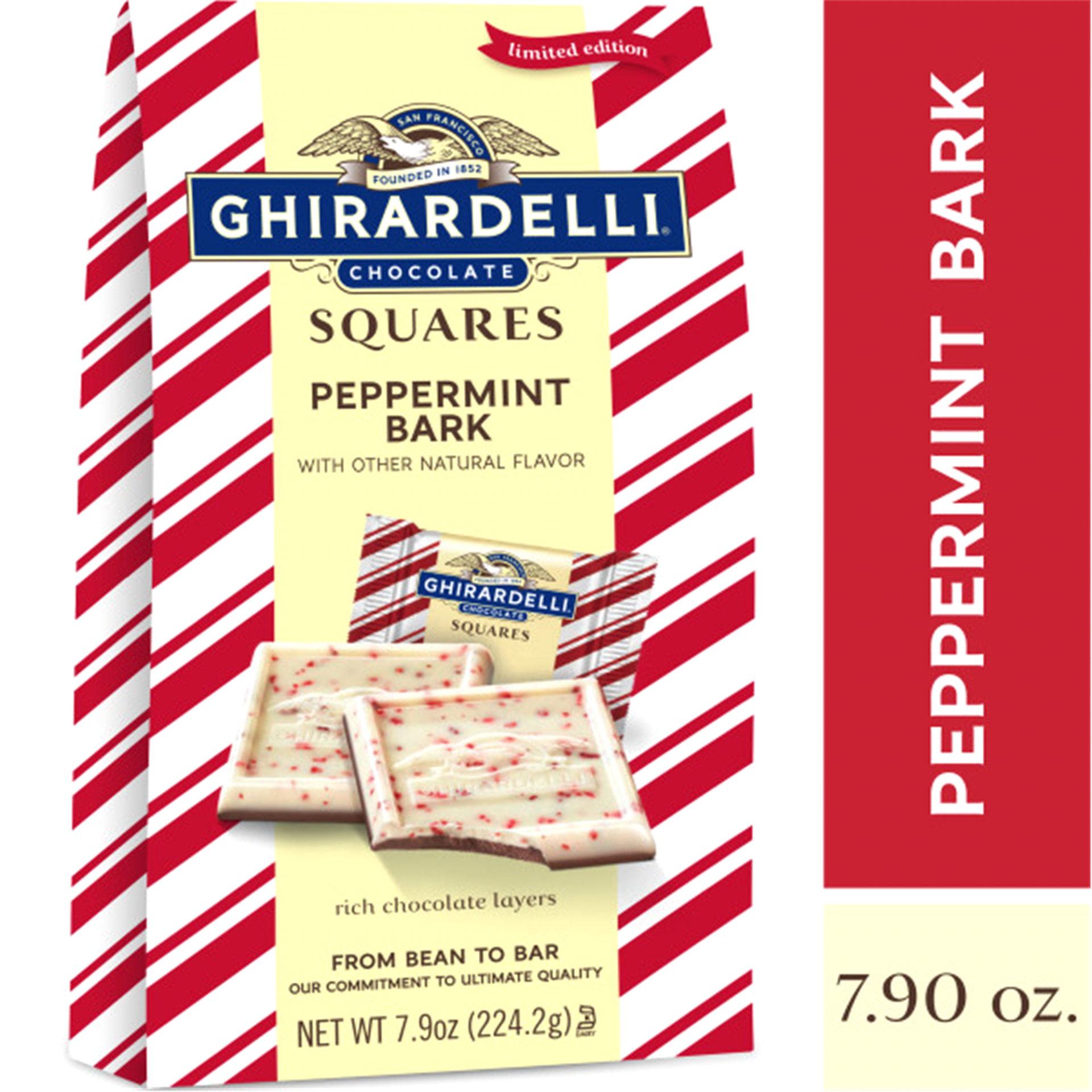 slide 1 of 1, Ghirardelli Holiday Peppermint Bark Squares, 7.9 oz