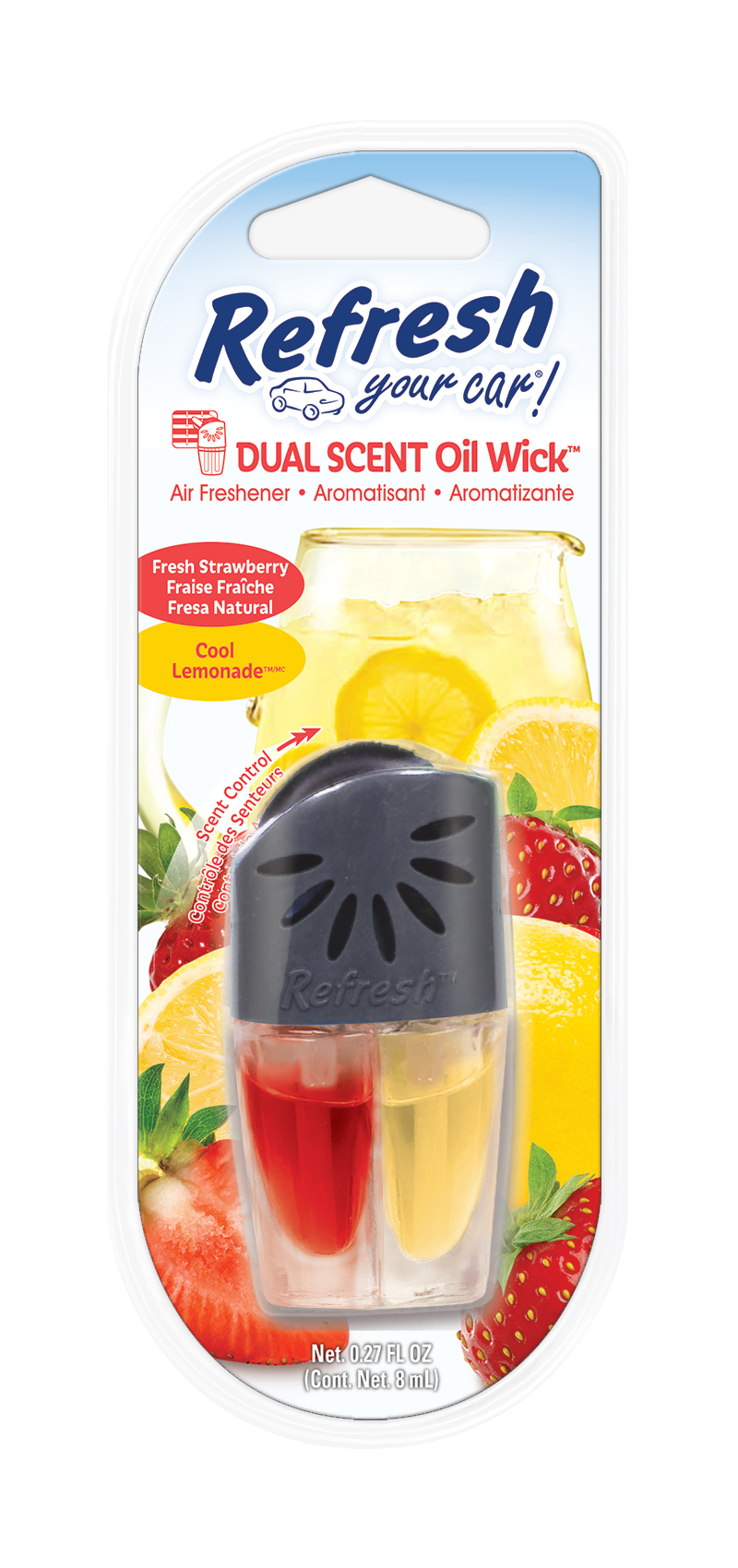 slide 1 of 2, Refresh Your Car! Oil Wick Air Freshener (Fresh Strawberry/Cool Lemonade Scent, 1 Pack), 1 cnt