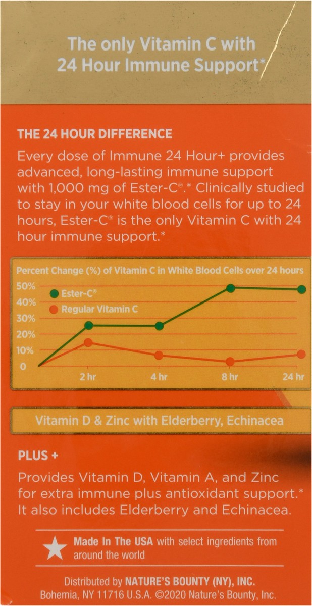 slide 3 of 13, Nature's Bounty Immune 24 Vitamin C, D & Zinc for Immune Support, 1000 mg Softgels, 50 Count, 50 ct