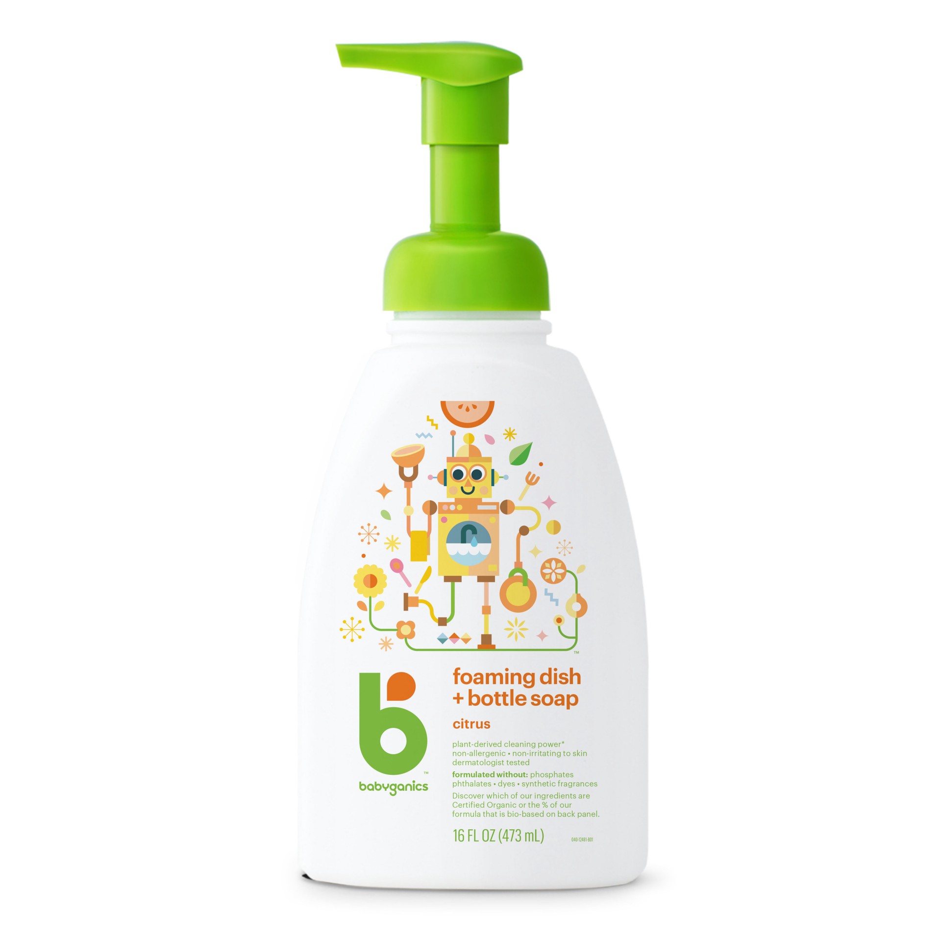 slide 1 of 2, Babyganics Foaming Dish Soap, Pump Bottle, Citrus, 16oz, 16 oz