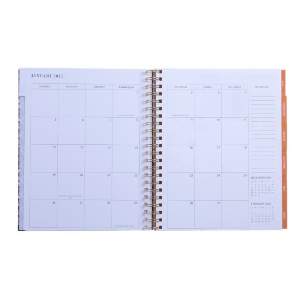 slide 3 of 4, 2025 Gartner Studios Wrapped Hardcover Daily/Weekly/Monthly Spiral Annual Planner, 9-1/8"" X 11"", Gray/Black/White, January 2025 To December 2025, 100558, 1 ct