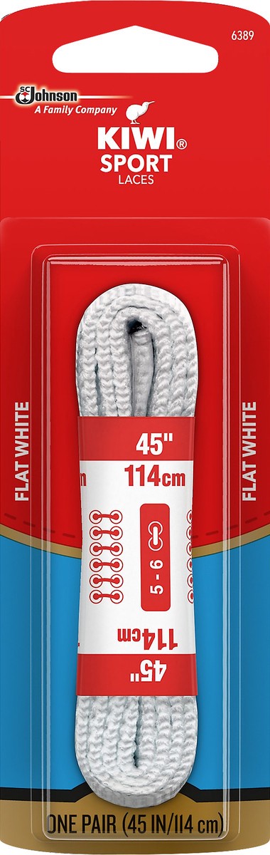 slide 1 of 4, KIWI Sport Flat Laces White, 45'', 1 pair, 45 in