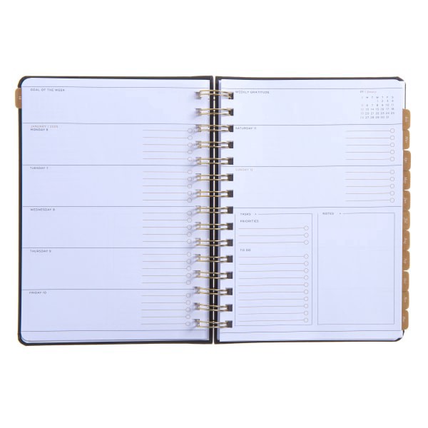 slide 3 of 5, 2025 Russell & Hazel Weekly/Monthly Spiral Vegan Leather Planner, 5-7/8"" X 8-1/4"", Camel, January 2025 To December 2025, 1 ct