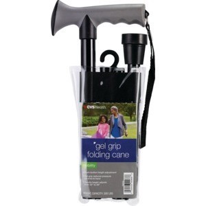 slide 1 of 1, CVS Health Gel Grip Folding Cane, Black, 1 ct