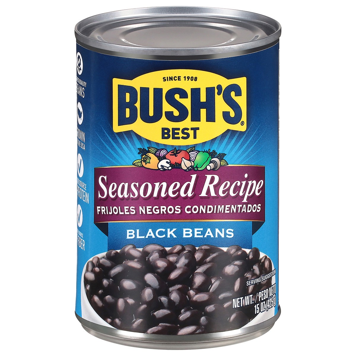 slide 1 of 11, Bush's Best Bush's Seasoned Recipe Black Beans 15 oz, 15 oz