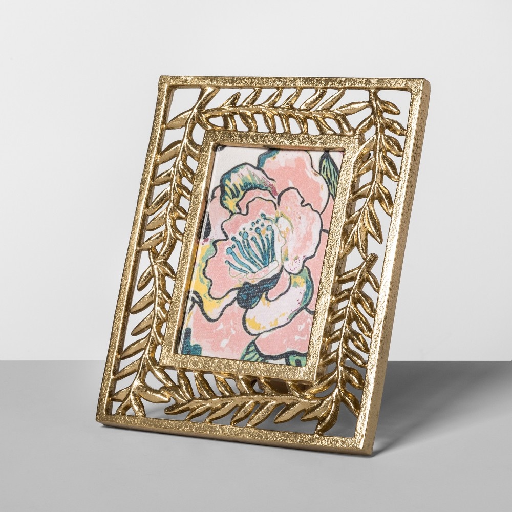 slide 2 of 4, Opalhouse Cast Palm Frame - Gold, 4 in x 6 in