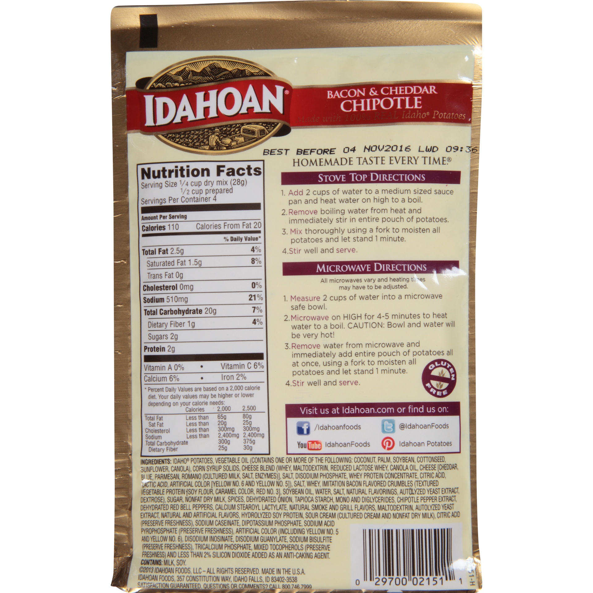 slide 2 of 6, Idahoan Bacon & Cheddar Chipotle Mashed Potatoes, 4 oz