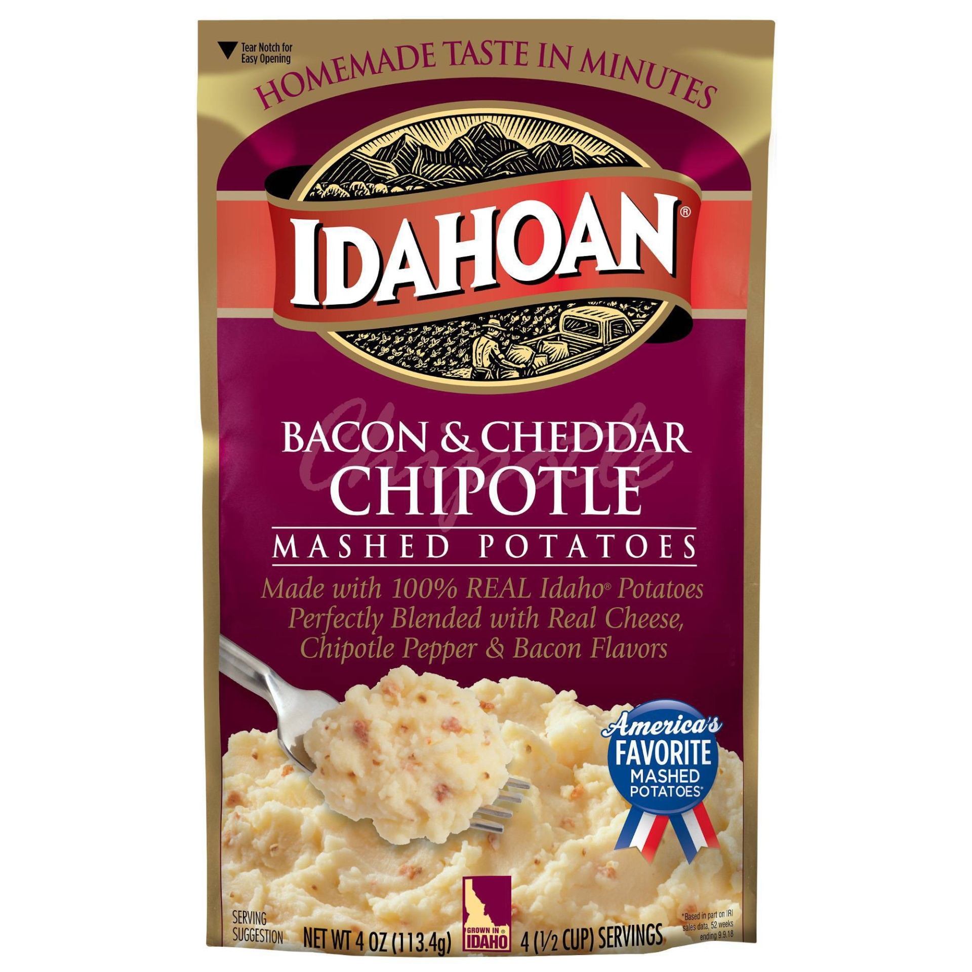 slide 1 of 6, Idahoan Bacon & Cheddar Chipotle Mashed Potatoes, 4 oz