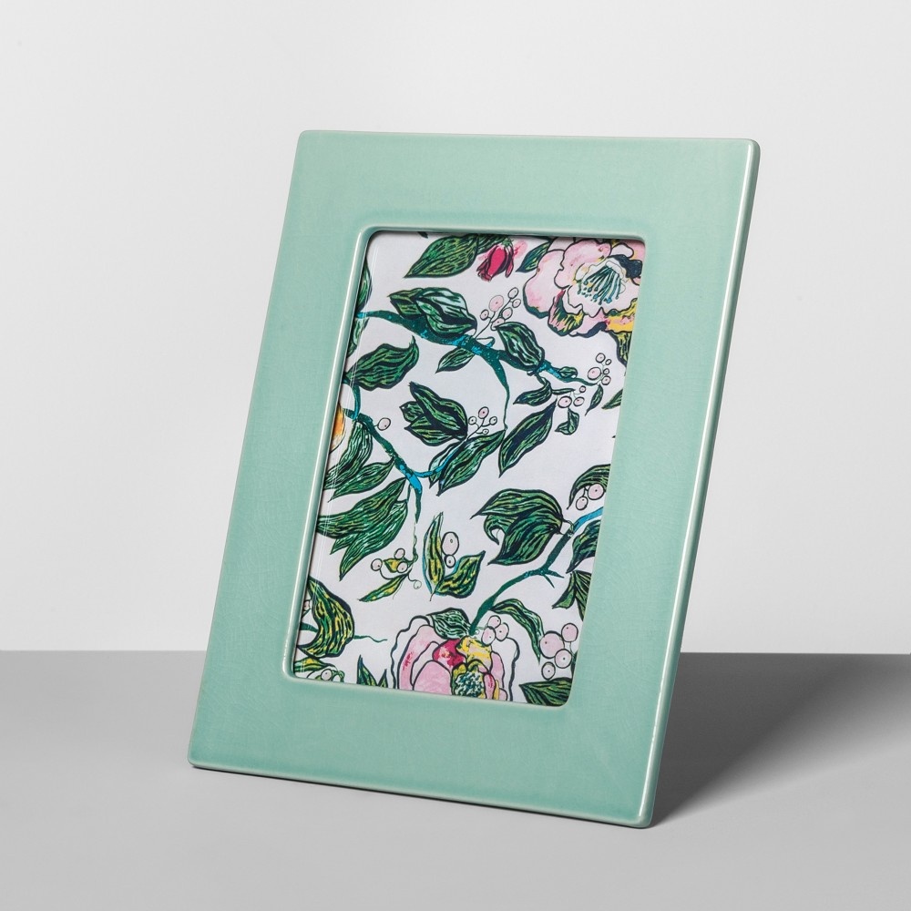 slide 2 of 4, Opalhouse Crackle Ceramic Frame - Mint Green, 5 in x 7 in