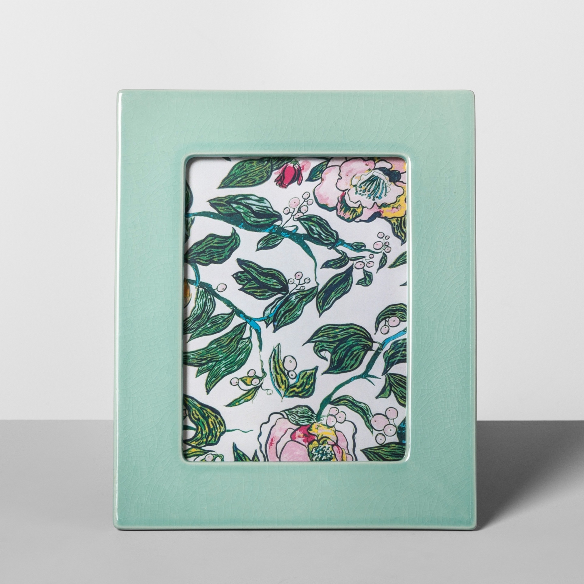 slide 1 of 4, Opalhouse Crackle Ceramic Frame - Mint Green, 5 in x 7 in