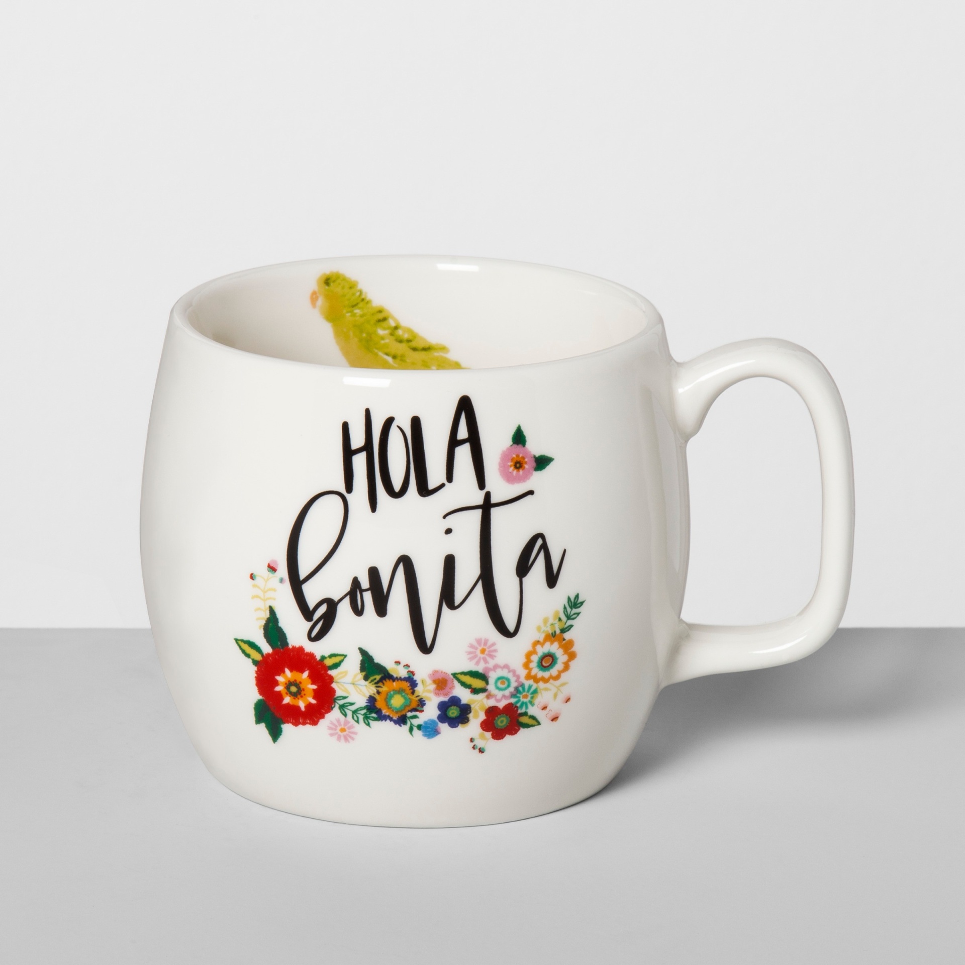 slide 1 of 1, Stoneware Hola Bonita Floral Mug White - Opalhouse, 17 oz