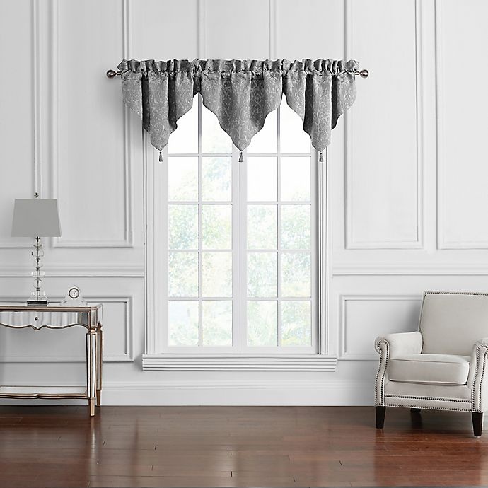 slide 1 of 3, Waterford Vernon Ascot Rod Pocket Window Valance - Grey, 3 ct