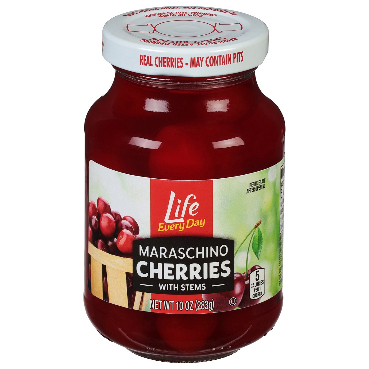 slide 14 of 14, Life Every Day Maraschino Cherries with Stems 10 oz, 10 oz