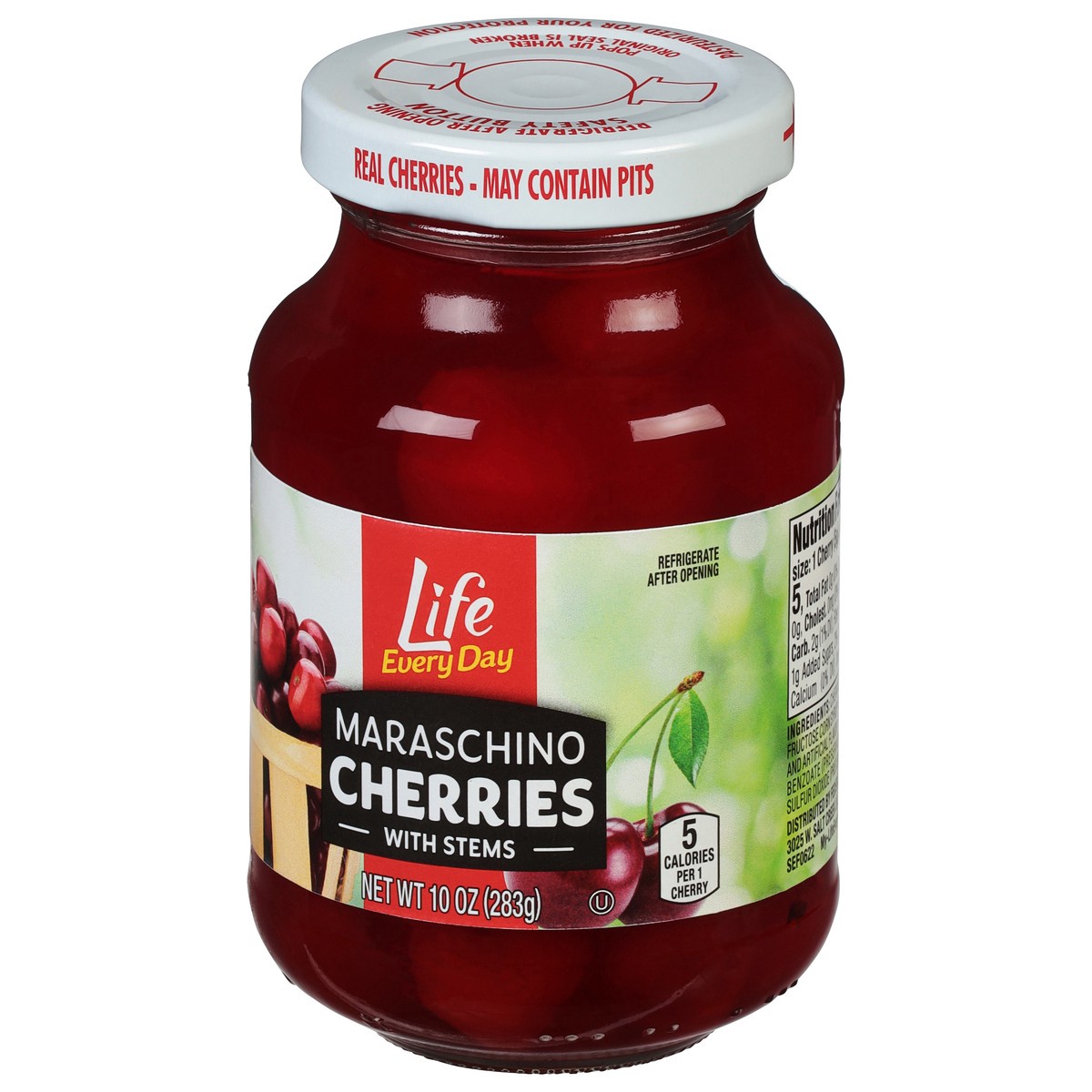 slide 8 of 14, Life Every Day Maraschino Cherries with Stems 10 oz, 10 oz