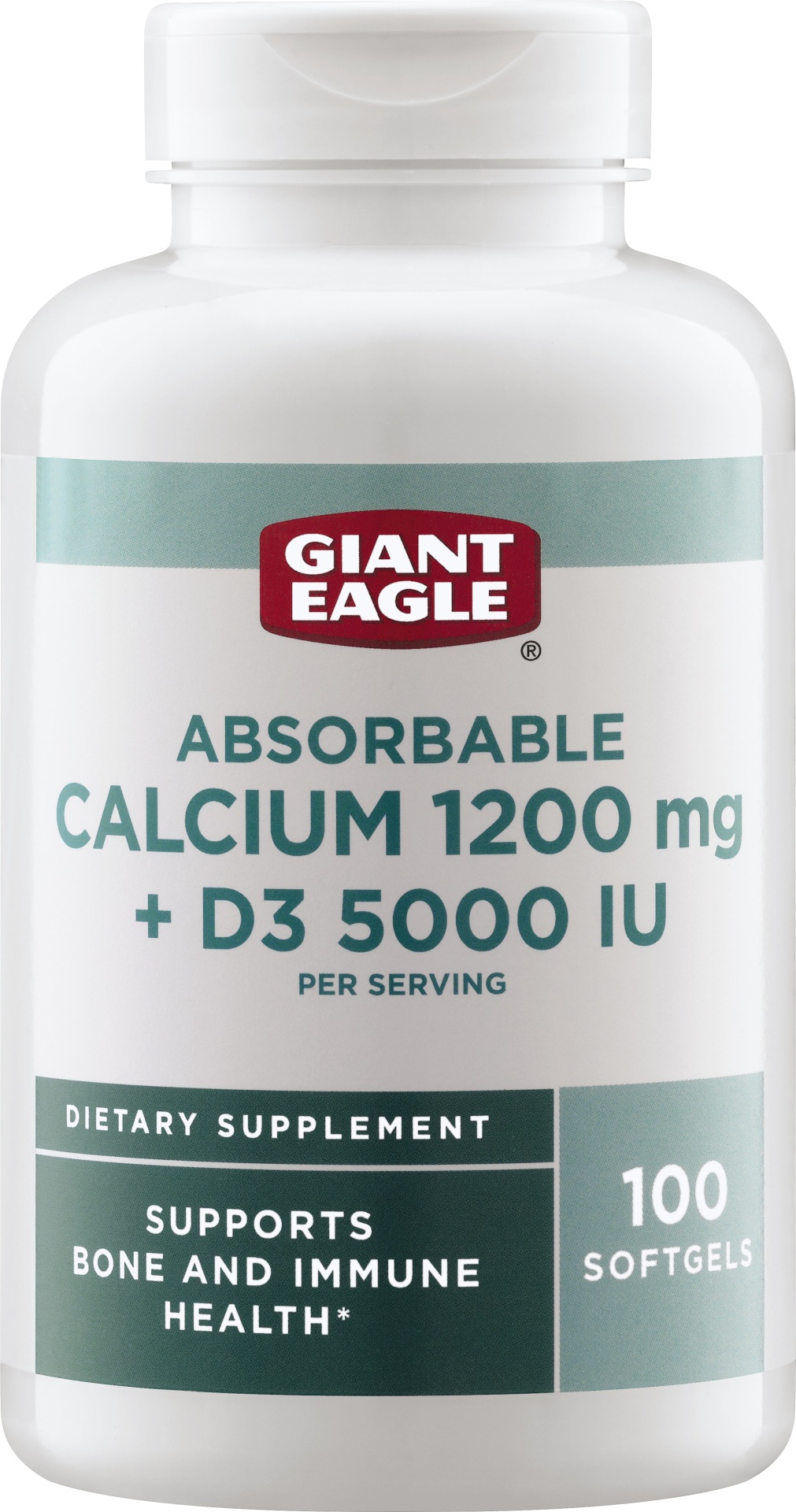 slide 1 of 1, Giant Eagle Absorbable Calcium + D3 5000 Iu, 100 ct