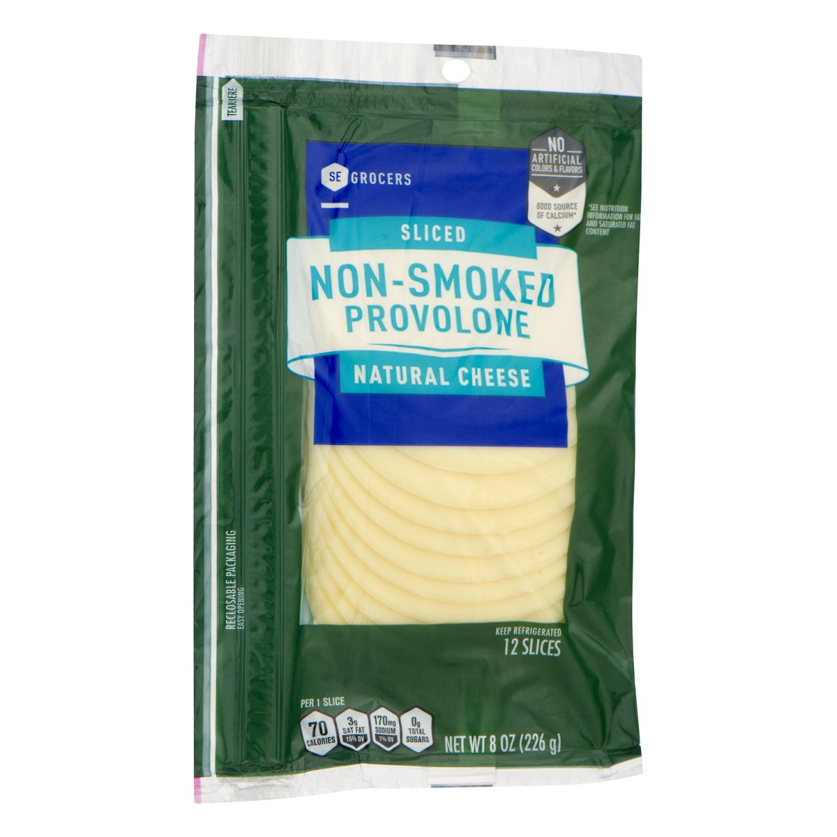 slide 2 of 10, SE Grocers Sliced Non-Smoked Provolone Natural Cheese, 12 ct; 8 oz