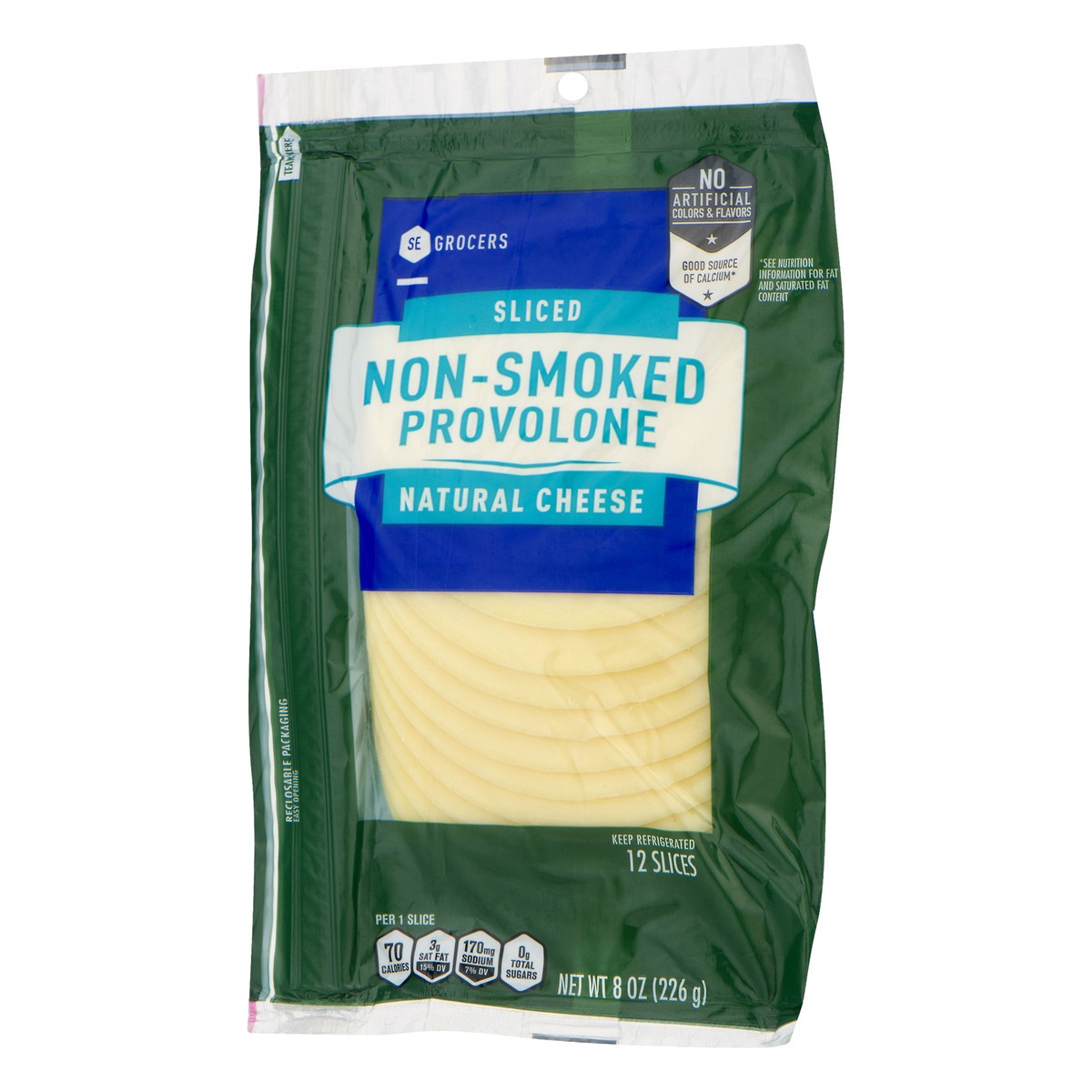 slide 7 of 10, SE Grocers Sliced Non-Smoked Provolone Natural Cheese, 12 ct; 8 oz