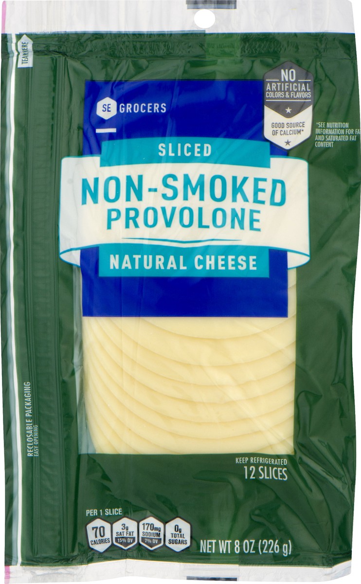 slide 4 of 10, SE Grocers Sliced Non-Smoked Provolone Natural Cheese, 12 ct; 8 oz