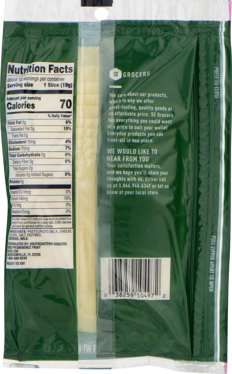 slide 5 of 10, SE Grocers Sliced Non-Smoked Provolone Natural Cheese, 12 ct; 8 oz