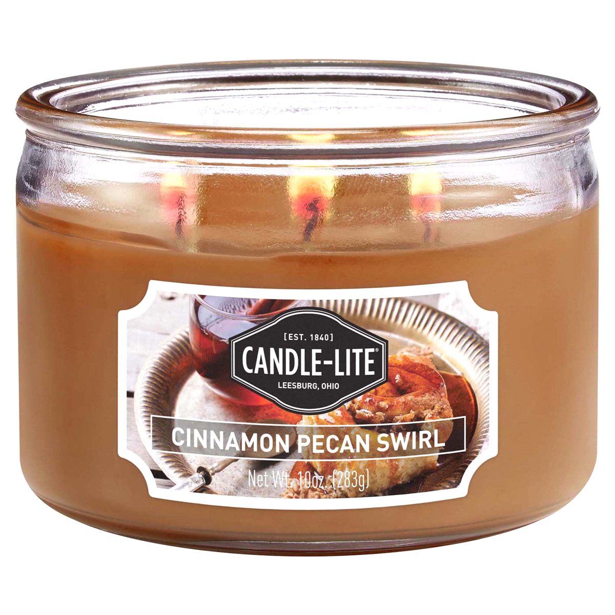 slide 1 of 1, Candle-Lite Everyday 3 Wick Jar Candle, Cinnamon Pecan Swirl, 10 oz